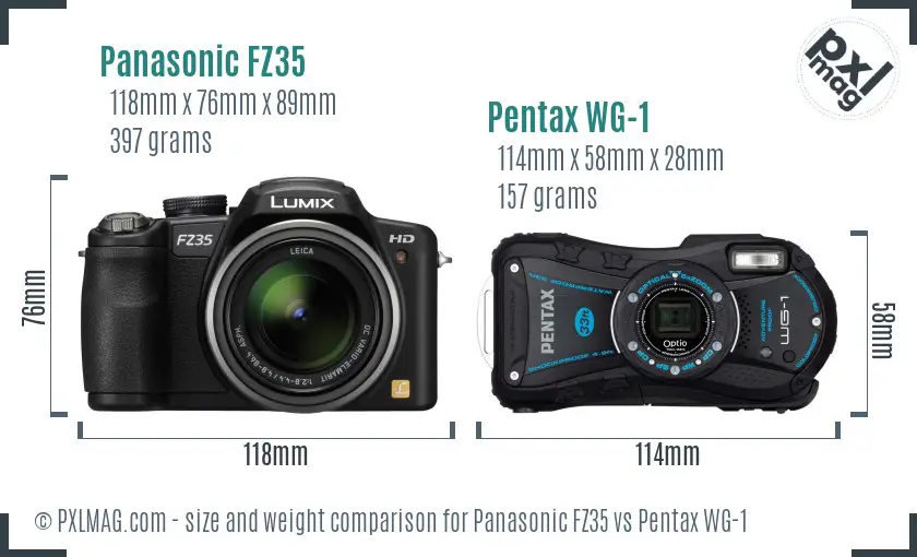Panasonic FZ35 vs Pentax WG-1 size comparison