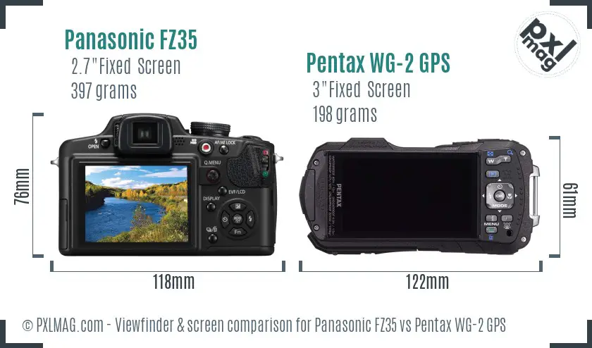 Panasonic FZ35 vs Pentax WG-2 GPS Screen and Viewfinder comparison