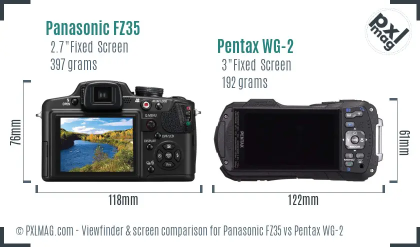 Panasonic FZ35 vs Pentax WG-2 Screen and Viewfinder comparison