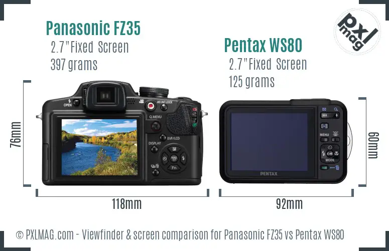 Panasonic FZ35 vs Pentax WS80 Screen and Viewfinder comparison