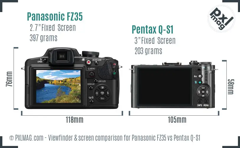 Panasonic FZ35 vs Pentax Q-S1 Screen and Viewfinder comparison