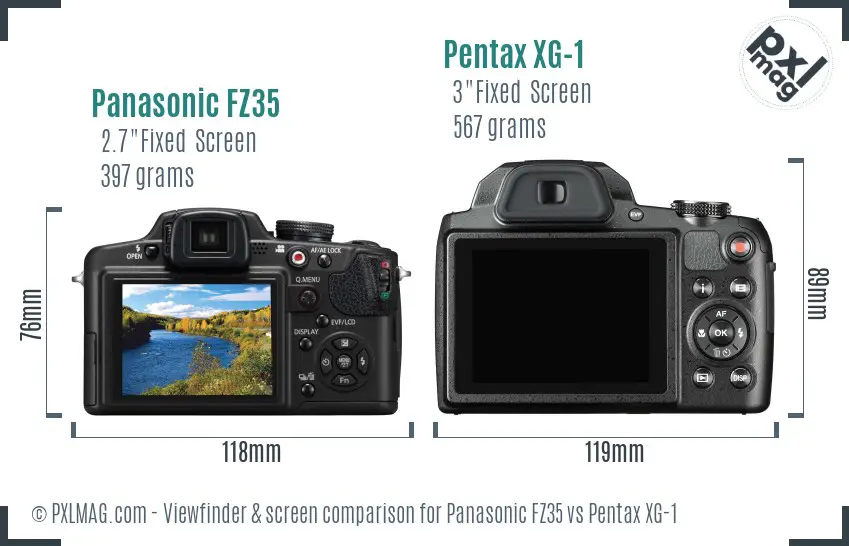 Panasonic FZ35 vs Pentax XG-1 Screen and Viewfinder comparison Panasonic FZ35 vs Pentax XG-1 Screen and Viewfinder comparison