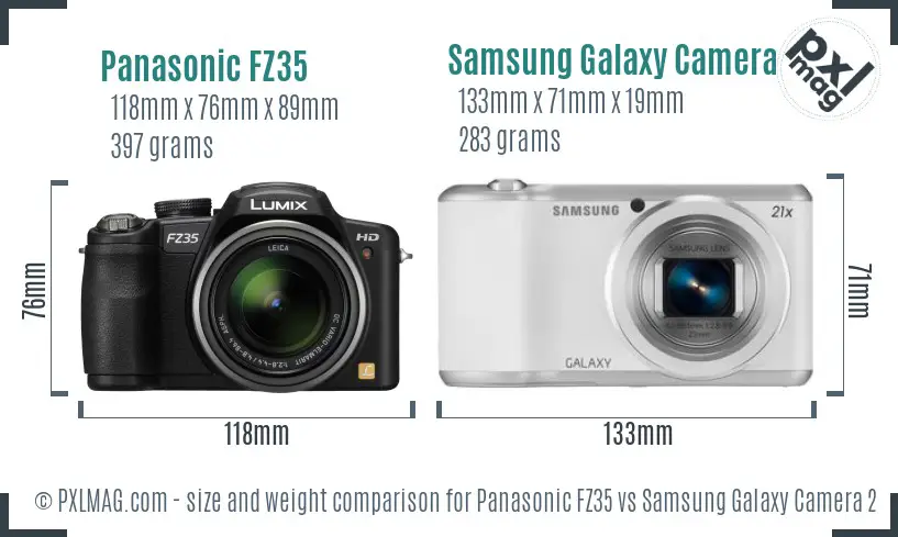 Panasonic FZ35 vs Samsung Galaxy Camera 2 size comparison