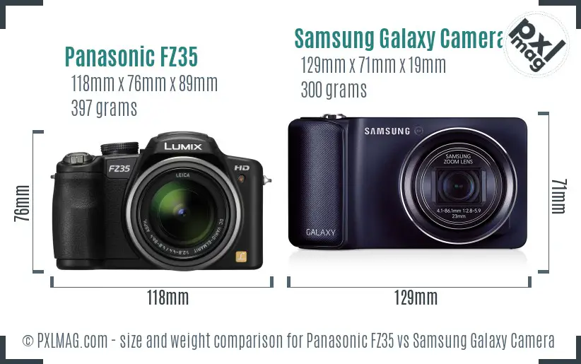 Panasonic FZ35 vs Samsung Galaxy Camera size comparison Panasonic FZ35 vs Samsung Galaxy Camera size comparison