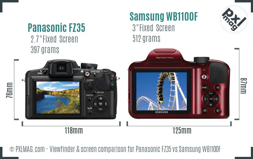 Panasonic FZ35 vs Samsung WB1100F Screen and Viewfinder comparison