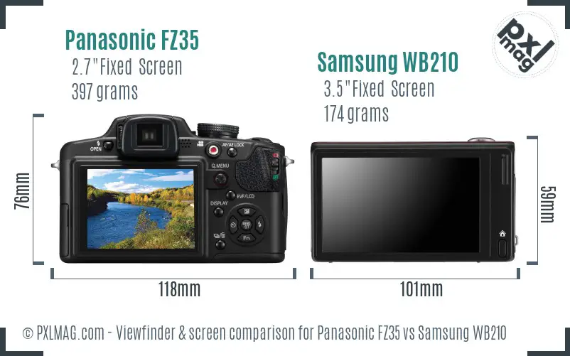 Panasonic FZ35 vs Samsung WB210 Screen and Viewfinder comparison