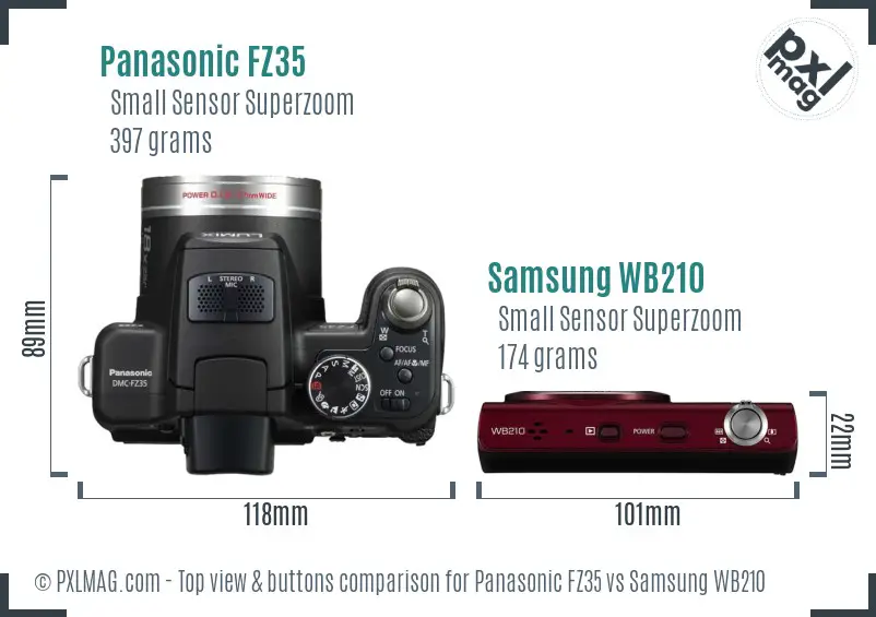 Panasonic FZ35 vs Samsung WB210 top view buttons comparison