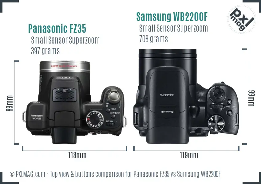 Panasonic FZ35 vs Samsung WB2200F top view buttons comparison