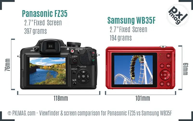 Panasonic FZ35 vs Samsung WB35F Screen and Viewfinder comparison
