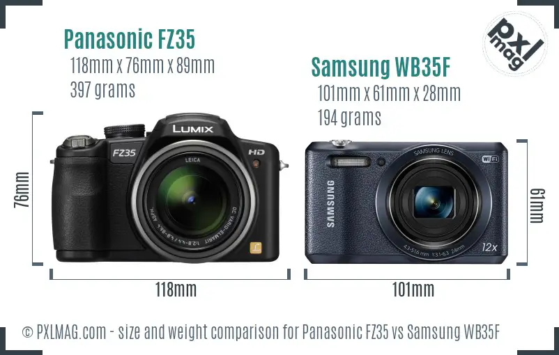 Panasonic FZ35 vs Samsung WB35F size comparison Panasonic FZ35 vs Samsung WB35F size comparison