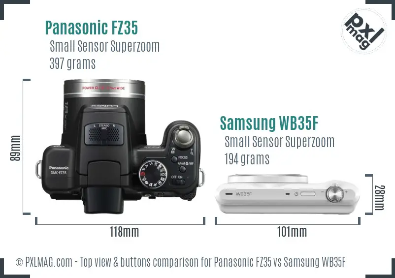 Panasonic FZ35 vs Samsung WB35F top view buttons comparison