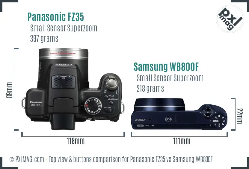 Panasonic FZ35 vs Samsung WB800F top view buttons comparison