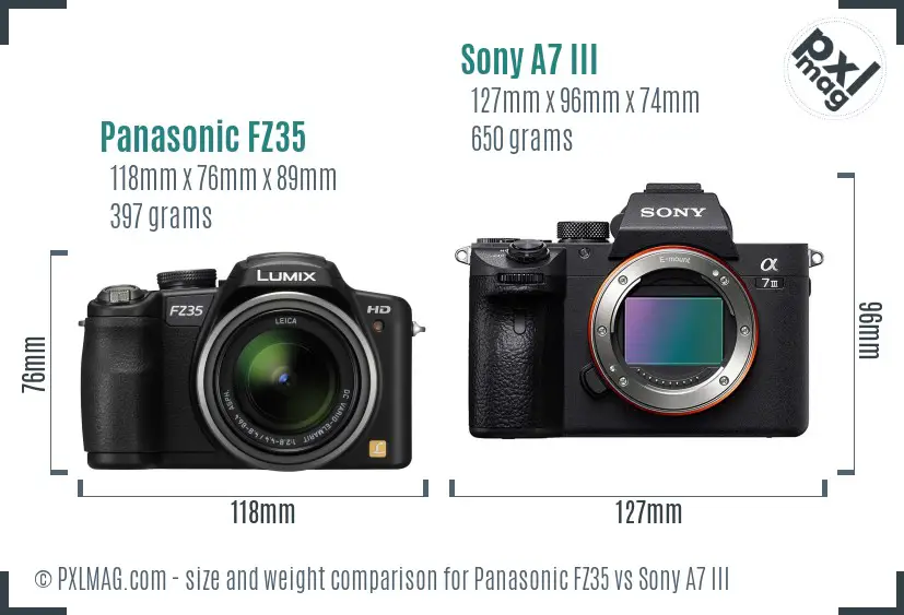 Panasonic FZ35 vs Sony A7 III size comparison Panasonic FZ35 vs Sony A7 III size comparison