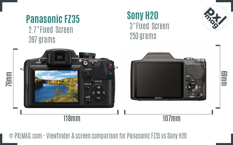 Panasonic FZ35 vs Sony H20 Screen and Viewfinder comparison Panasonic FZ35 vs Sony H20 Screen and Viewfinder comparison