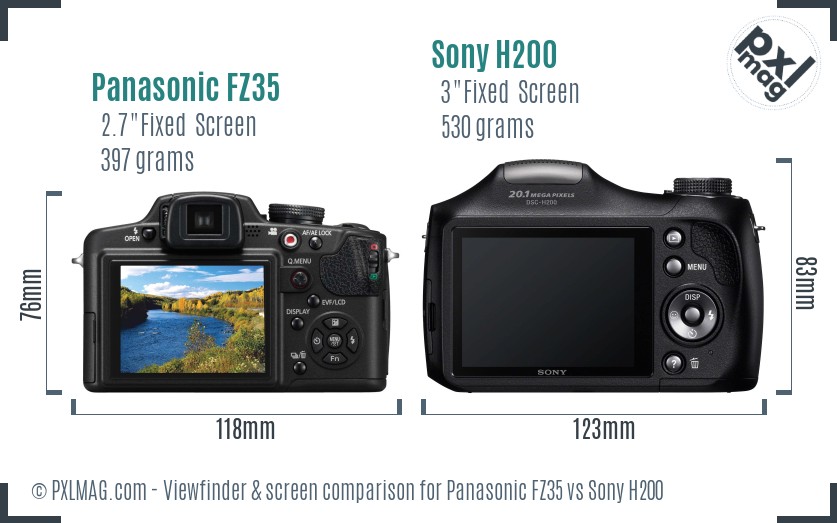 Panasonic FZ35 vs Sony H200 Screen and Viewfinder comparison