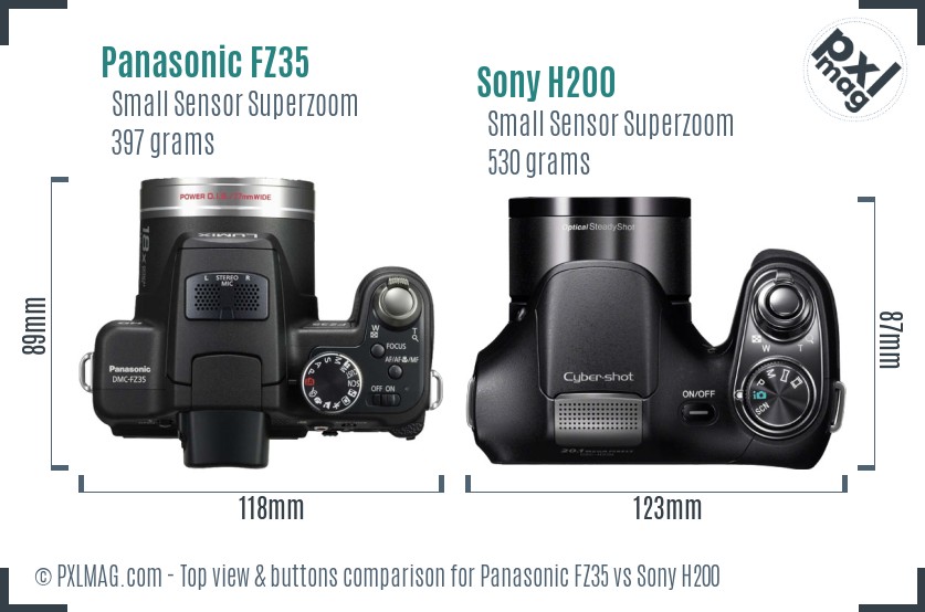 Panasonic FZ35 vs Sony H200 top view buttons comparison