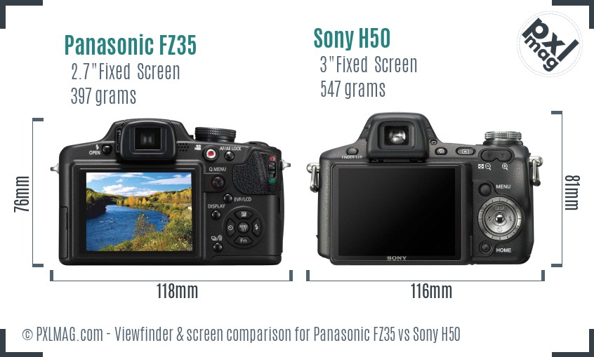 Panasonic FZ35 vs Sony H50 Screen and Viewfinder comparison