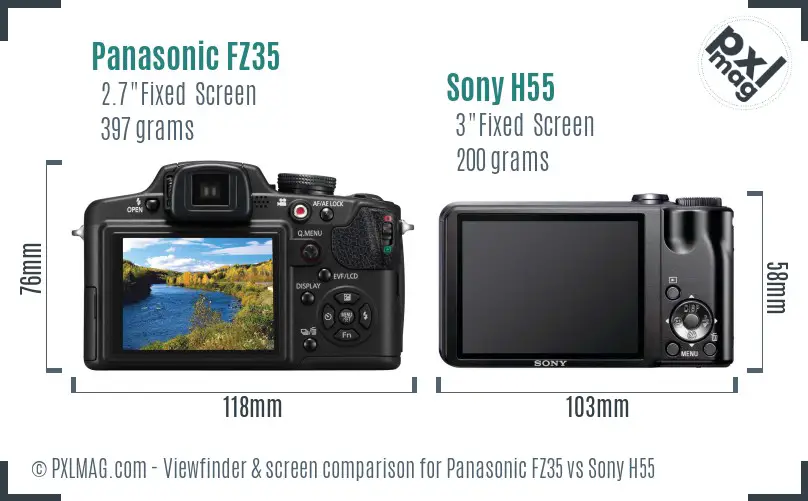 Panasonic FZ35 vs Sony H55 Screen and Viewfinder comparison