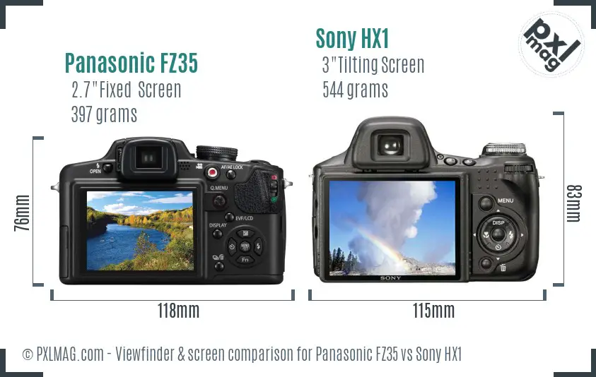 Panasonic FZ35 vs Sony HX1 Screen and Viewfinder comparison