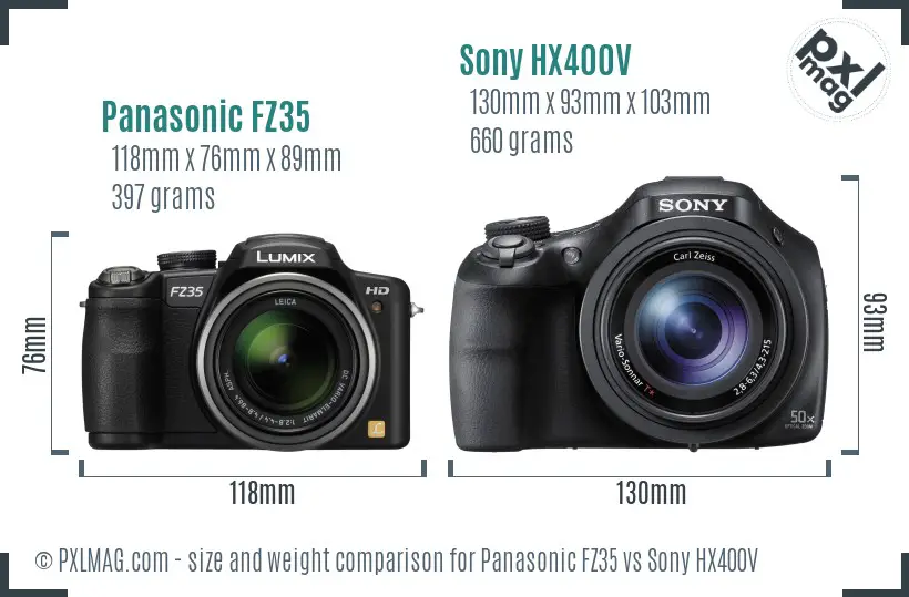 Panasonic FZ35 vs Sony HX400V size comparison