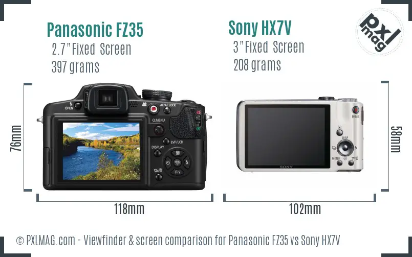 Panasonic FZ35 vs Sony HX7V Screen and Viewfinder comparison Panasonic FZ35 vs Sony HX7V Screen and Viewfinder comparison