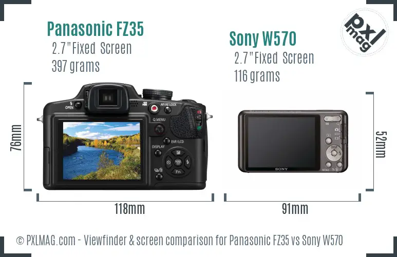 Panasonic FZ35 vs Sony W570 Screen and Viewfinder comparison Panasonic FZ35 vs Sony W570 Screen and Viewfinder comparison
