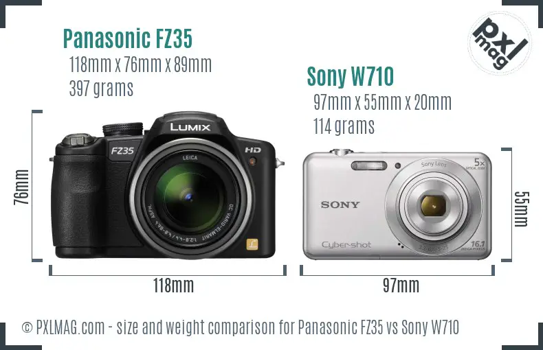 Panasonic FZ35 vs Sony W710 size comparison Panasonic FZ35 vs Sony W710 size comparison