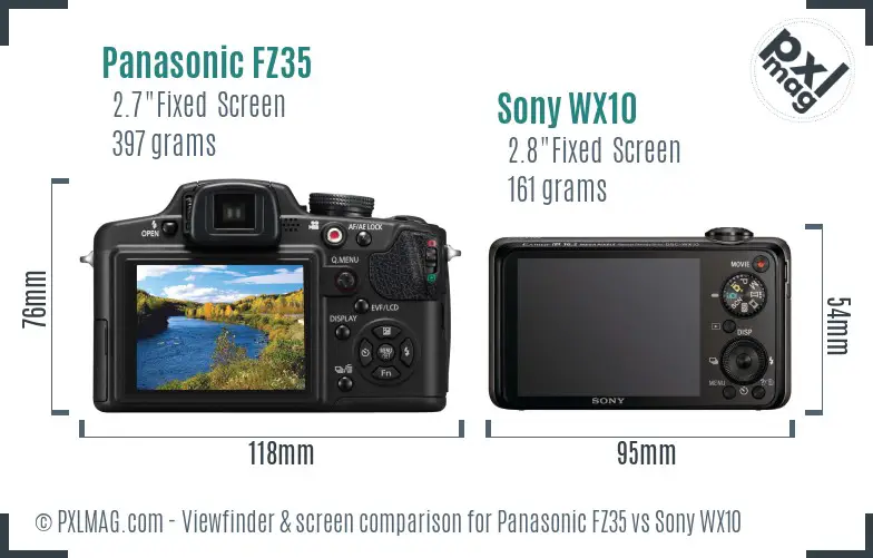 Panasonic FZ35 vs Sony WX10 Screen and Viewfinder comparison