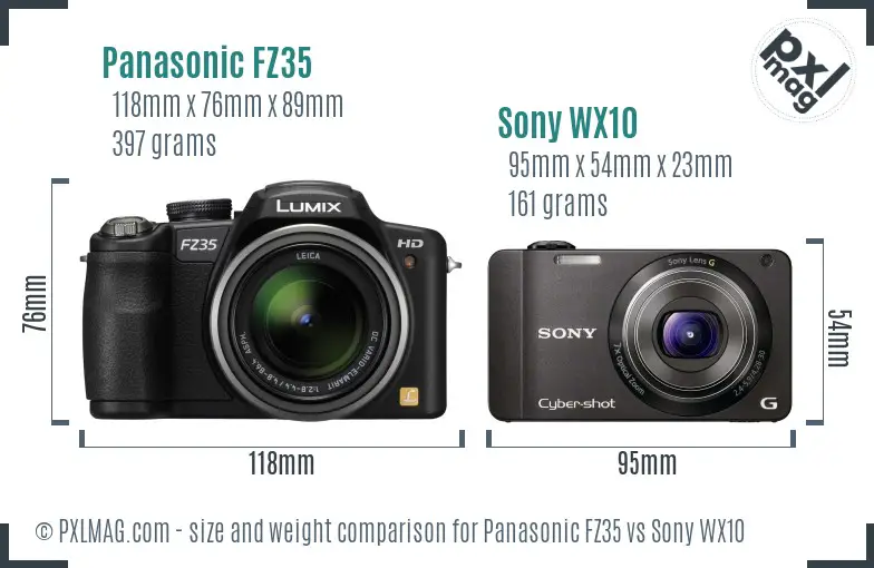 Panasonic FZ35 vs Sony WX10 size comparison