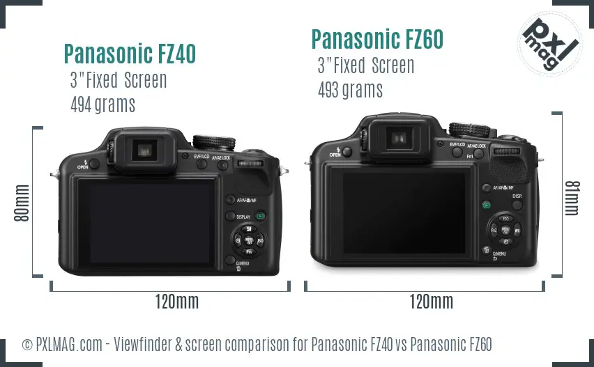 Panasonic FZ40 vs Panasonic FZ60 Screen and Viewfinder comparison