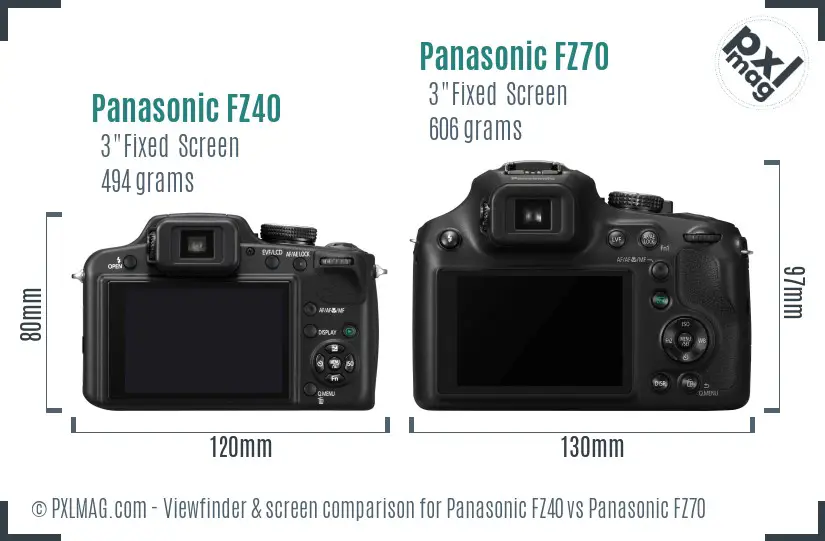 Panasonic FZ40 vs Panasonic FZ70 Screen and Viewfinder comparison
