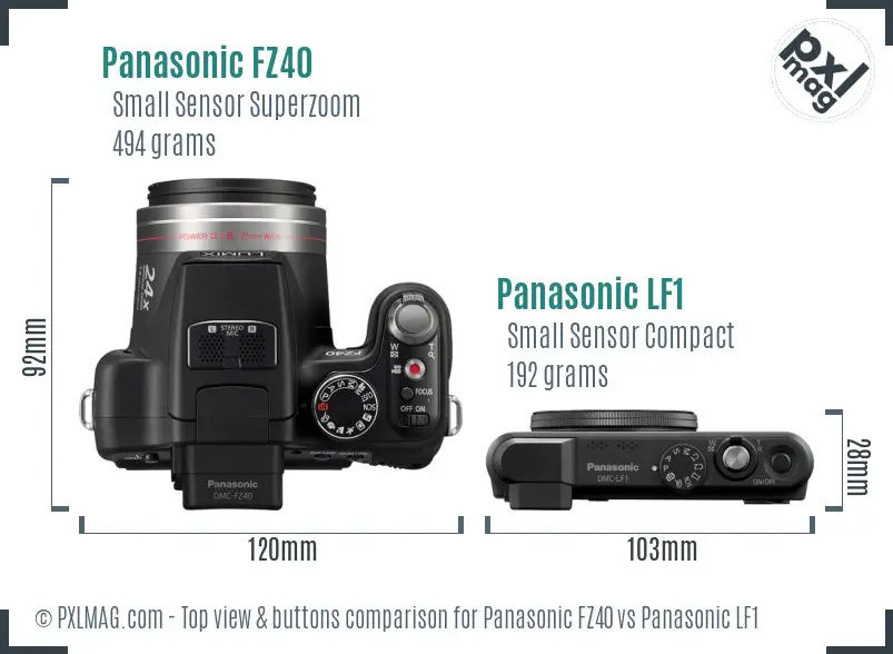 Panasonic FZ40 vs Panasonic LF1 top view buttons comparison