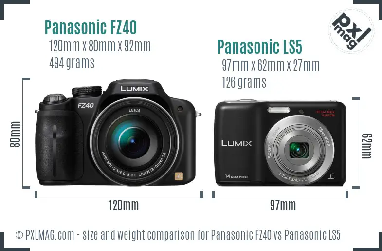 Panasonic FZ40 vs Panasonic LS5 size comparison