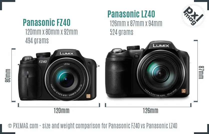 Panasonic FZ40 vs Panasonic LZ40 size comparison