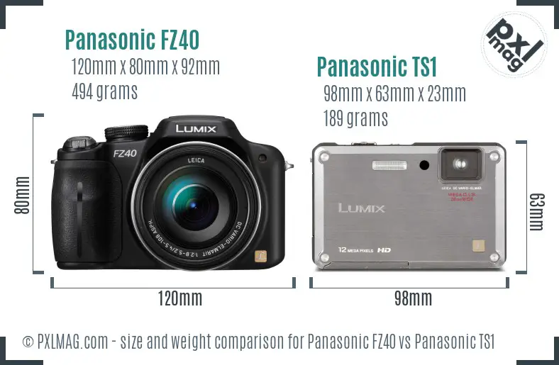 Panasonic FZ40 vs Panasonic TS1 size comparison