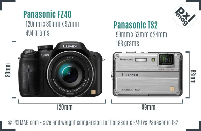 Panasonic FZ40 vs Panasonic TS2 size comparison