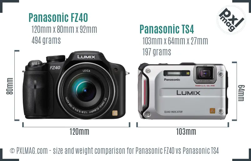 Panasonic FZ40 vs Panasonic TS4 size comparison