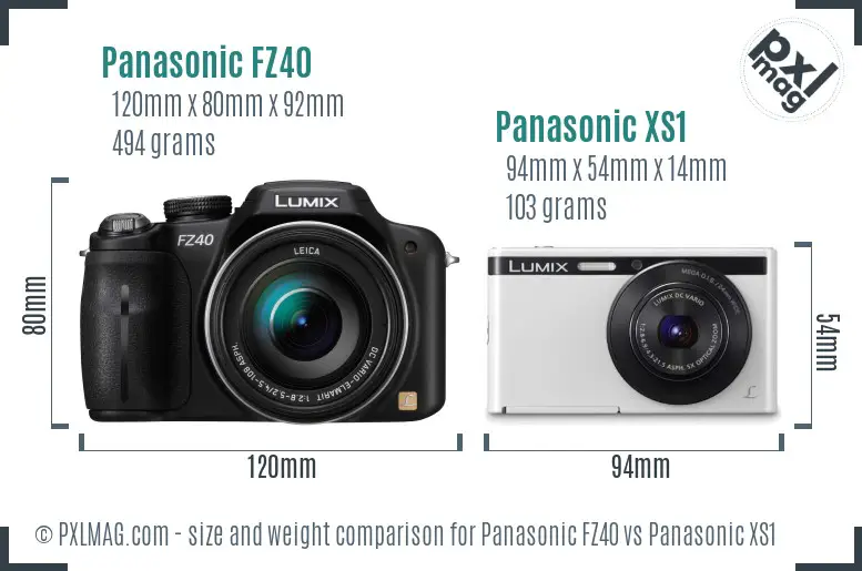 Panasonic FZ40 vs Panasonic XS1 size comparison