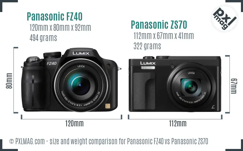 Panasonic FZ40 vs Panasonic ZS70 size comparison