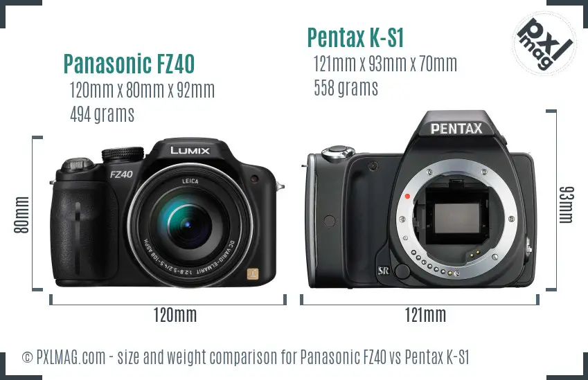 Panasonic FZ40 vs Pentax K-S1 size comparison