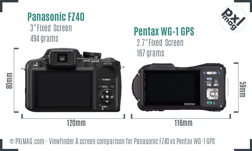 Panasonic FZ40 vs Pentax WG-1 GPS Screen and Viewfinder comparison