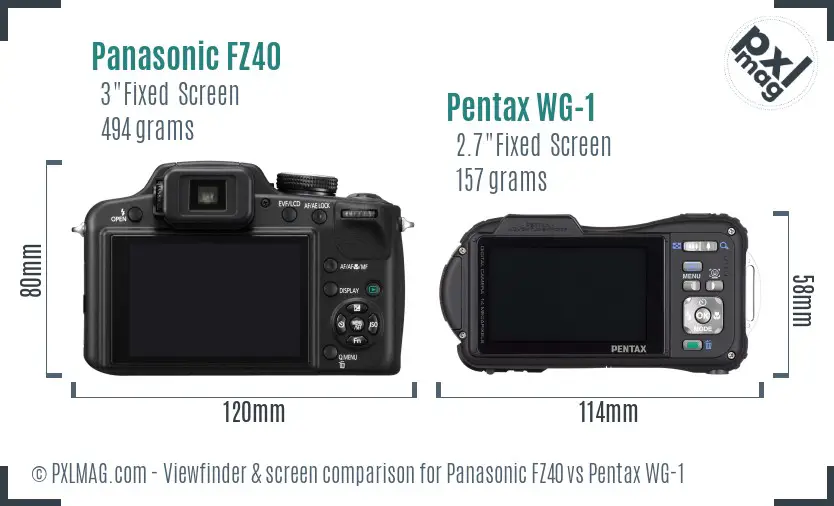 Panasonic FZ40 vs Pentax WG-1 Screen and Viewfinder comparison