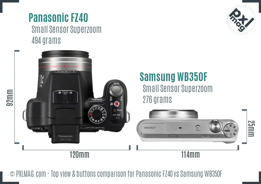 Panasonic FZ40 vs Samsung WB350F top view buttons comparison