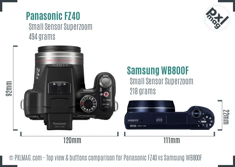 Panasonic FZ40 vs Samsung WB800F top view buttons comparison