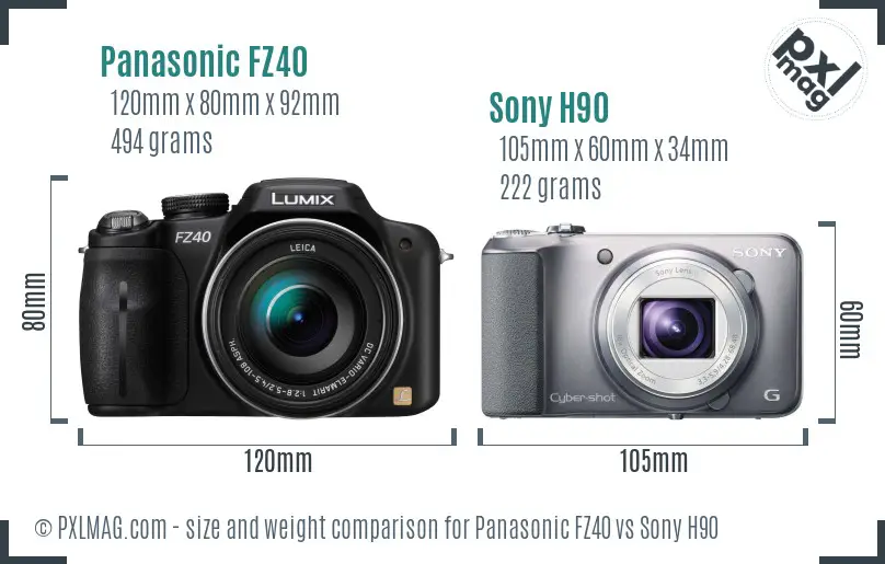 Panasonic FZ40 vs Sony H90 size comparison Panasonic FZ40 vs Sony H90 size comparison