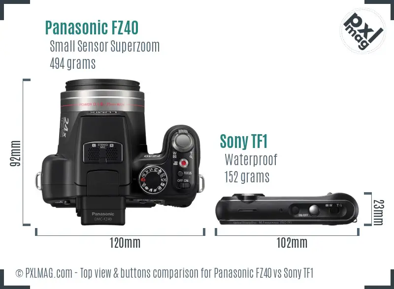 Panasonic FZ40 vs Sony TF1 top view buttons comparison