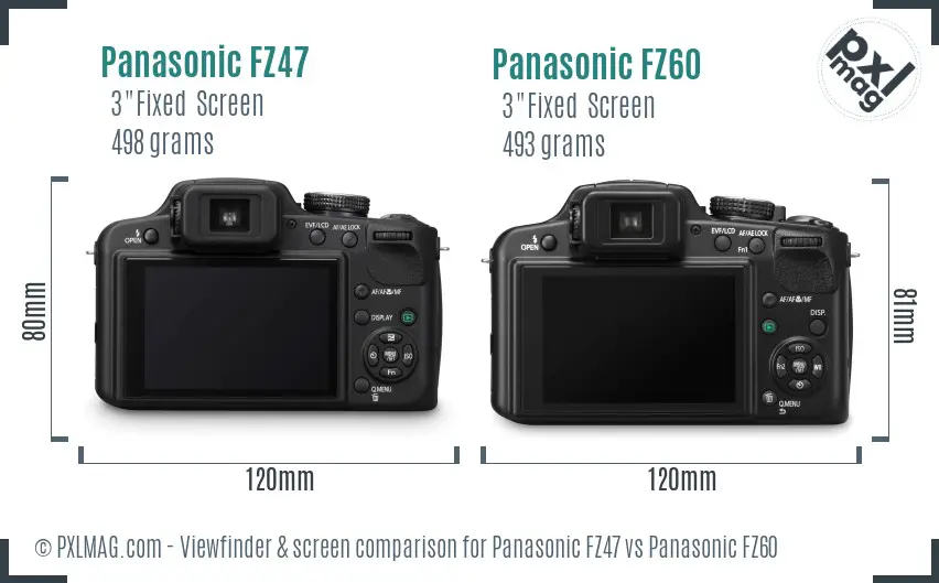 Panasonic FZ47 vs Panasonic FZ60 Screen and Viewfinder comparison