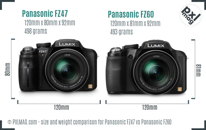 Panasonic FZ47 vs Panasonic FZ60 size comparison