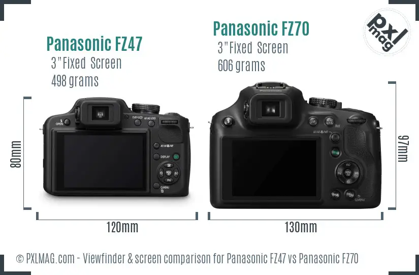 Panasonic FZ47 vs Panasonic FZ70 Screen and Viewfinder comparison