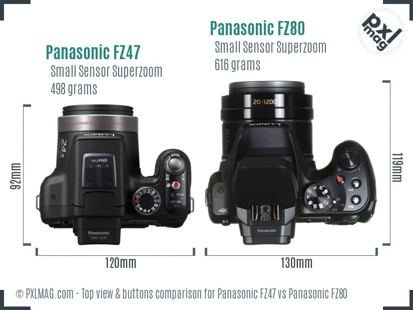 Panasonic FZ47 vs Panasonic FZ80 top view buttons comparison